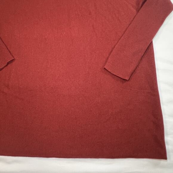 Garnet Hill Oversized Turtleneck Sweater Size S Maroon Goji Berry Wool Cashmere - Picture 14 of 15